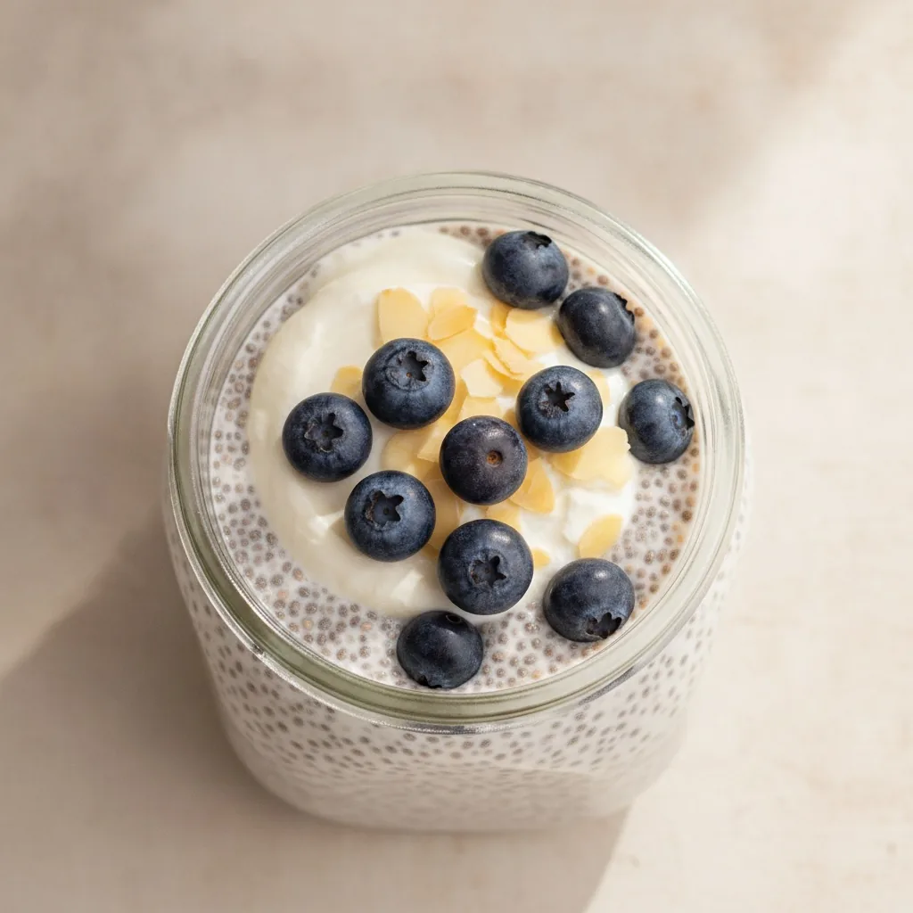 Chia pudding coco-gingembre et myrtilles