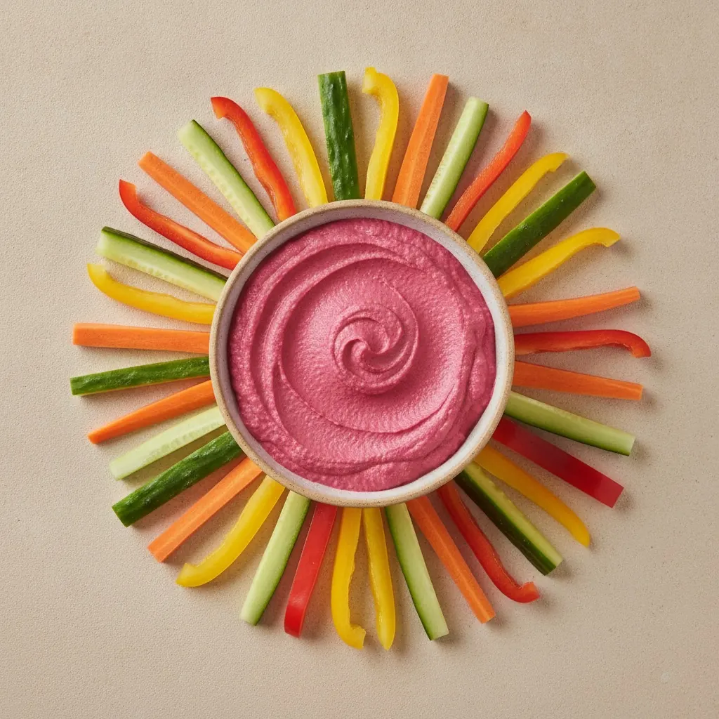 Houmous de betterave et bâtonnets de légumes